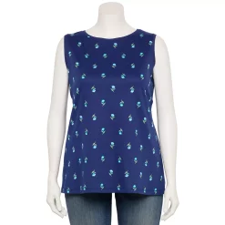 Plus Size Croft & Barrow® Essential Tank -Outlet Croft & Barrow Store 5509745 Teal Folk Floral