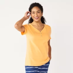 Women's Croft & Barrow® Henley Top -Outlet Croft & Barrow Store 5511255 Dreamy Orange