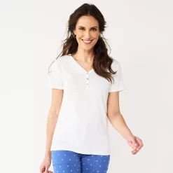 Women's Croft & Barrow® Henley Top -Outlet Croft & Barrow Store 5511255 White