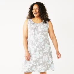 Plus Size Croft & Barrow® Sleeveless Nightgown -Outlet Croft & Barrow Store 5514248 Gray Floral