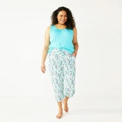 Plus Size Croft & Barrow® Pajama Tank & Pajama Capri Pants Sleep Set -Outlet Croft & Barrow Store 5514266 ALT2