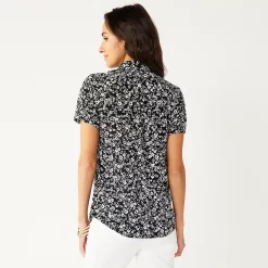 Women's Croft & Barrow® Challis Camp Shirt -Outlet Croft & Barrow Store 5514552 ALT