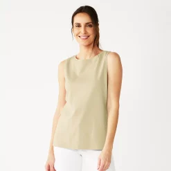 Petite Croft & Barrow® Essential Crewneck Tank -Outlet Croft & Barrow Store 5514702 Beige