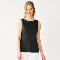Petite Croft & Barrow® Essential Crewneck Tank -Outlet Croft & Barrow Store 5514702 Black