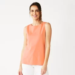 Petite Croft & Barrow® Essential Crewneck Tank -Outlet Croft & Barrow Store 5514702 Burnt Coral