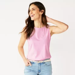Petite Croft & Barrow® Essential Crewneck Tank -Outlet Croft & Barrow Store 5514702 Entourage Pink