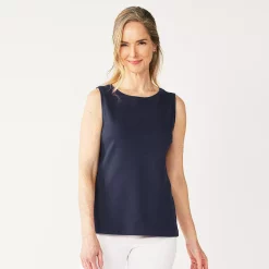 Petite Croft & Barrow® Essential Crewneck Tank -Outlet Croft & Barrow Store 5514702 Navy