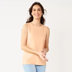Petite Croft & Barrow® Essential Crewneck Tank -Outlet Croft & Barrow Store 5514702 Peach