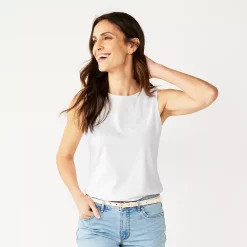 Petite Croft & Barrow® Essential Crewneck Tank -Outlet Croft & Barrow Store 5514702 White