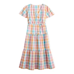 Women's Croft & Barrow® Checked Surplice Midi Dress -Outlet Croft & Barrow Store 5518376 ALT5