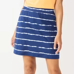 Petite Croft & Barrow® Easy Pull On Skort -Outlet Croft & Barrow Store 5521562 Blue Dye Stripe