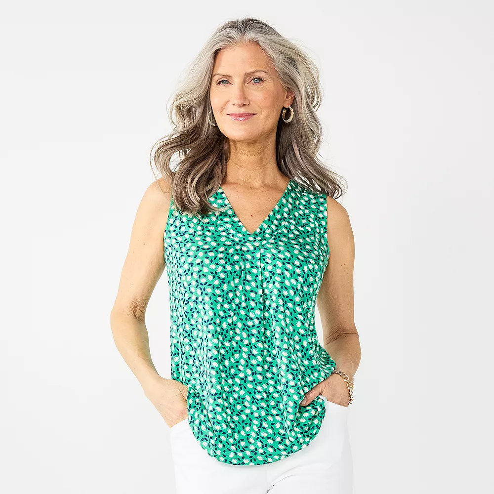 Women's Croft & Barrow® Pleated V-Neck Tank 1 Women's Croft & Barrow® Pleated V-Neck Tank