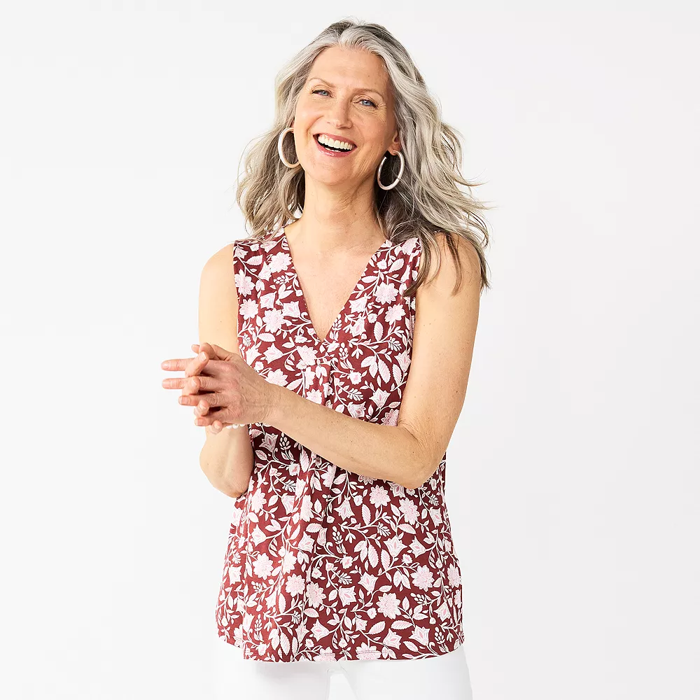 Women's Croft & Barrow® Pleated V-Neck Tank 9 Women's Croft & Barrow® Pleated V-Neck Tank - Image 9