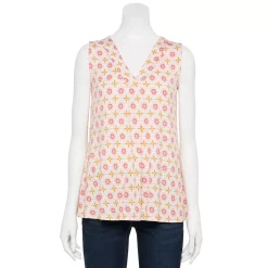 Women's Croft & Barrow® Pleated V-Neck Tank 36 Women's Croft & Barrow® Pleated V-Neck Tank -Outlet Croft & Barrow Store 5522983 Pink Mod Tile