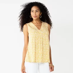 Women's Croft & Barrow® Pleated V-Neck Tank 29 Women's Croft & Barrow® Pleated V-Neck Tank -Outlet Croft & Barrow Store 5522983 Yellow Ditsy