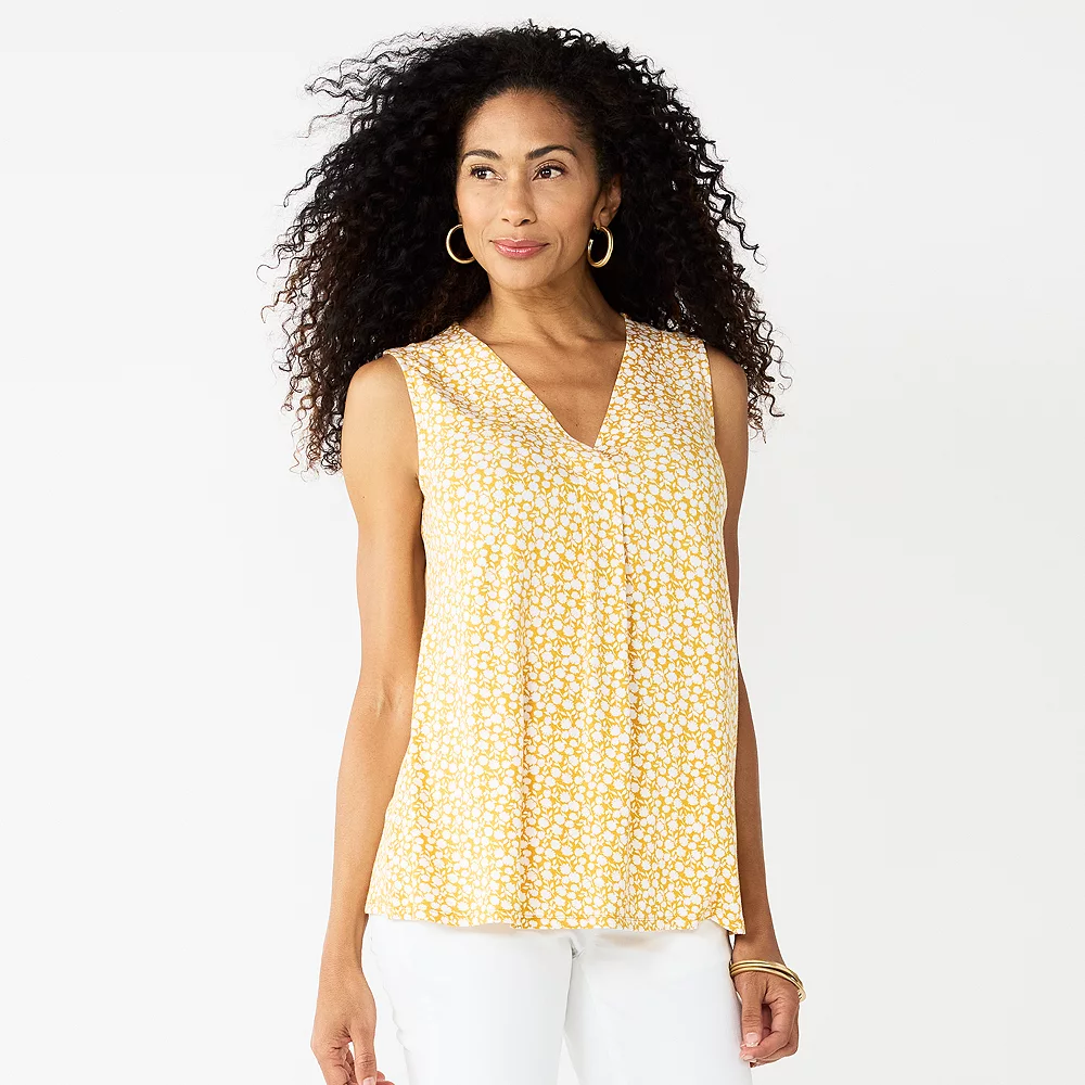 Women's Croft & Barrow® Pleated V-Neck Tank 8 Women's Croft & Barrow® Pleated V-Neck Tank - Image 8