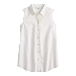 Women's Croft & Barrow® Sleeveless Linen Blend Shirt 15 Women's Croft & Barrow® Sleeveless Linen Blend Shirt -Outlet Croft & Barrow Store 5523103 ALT5