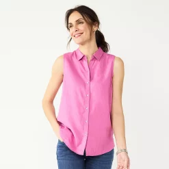 Women's Croft & Barrow® Sleeveless Linen Blend Shirt 10 Women's Croft & Barrow® Sleeveless Linen Blend Shirt -Outlet Croft & Barrow Store 5523103 Orchard
