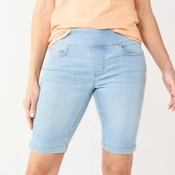 Women's Croft & Barrow® Pull-On Bermuda Jean Shorts -Outlet Croft & Barrow Store 5523581 Light Wash