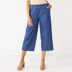 Women's Croft & Barrow® Wide-Leg Twill Crop Pants -Outlet Croft & Barrow Store 5523602 Chambray
