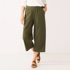 Women's Croft & Barrow® Wide-Leg Twill Crop Pants -Outlet Croft & Barrow Store 5523602 Olive