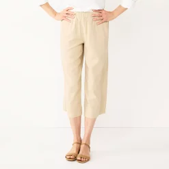 Women's Croft & Barrow® Wide-Leg Twill Crop Pants -Outlet Croft & Barrow Store 5523602 Tan