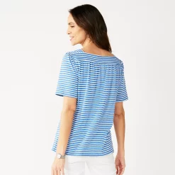 Women's Croft & Barrow® Squareneck Puff-Sleeve Top -Outlet Croft & Barrow Store 5533229 ALT