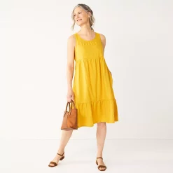 Women's Croft & Barrow® Tiered Sleeveless Swing Dress