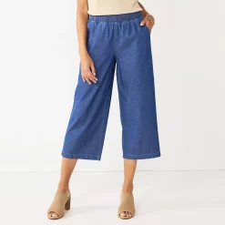 Petite Croft & Barrow® Wide-Leg Crop Pants