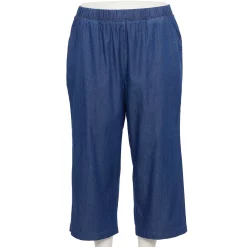 Plus Size Croft & Barrow® Wide-Leg Twill Crop Pants -Outlet Croft & Barrow Store 5537616 Chambray