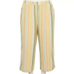 Plus Size Croft & Barrow® Wide-Leg Twill Crop Pants -Outlet Croft & Barrow Store 5537616 Yellow Blue Stripes