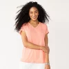 Women's Croft & Barrow Lace Trim Linen-Blend Tee