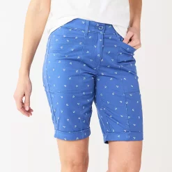 Women's Croft & Barrow® Comfort Waist Chino Shorts -Outlet Croft & Barrow Store 5542743 Anchor Print
