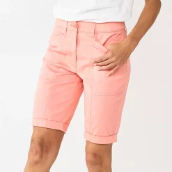 Women's Croft & Barrow® Comfort Waist Chino Shorts -Outlet Croft & Barrow Store 5542743 Coral