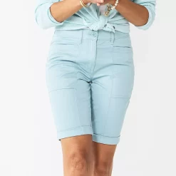 Women's Croft & Barrow® Comfort Waist Chino Shorts -Outlet Croft & Barrow Store 5542743 Light Blue