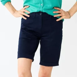 Women's Croft & Barrow® Comfort Waist Chino Shorts -Outlet Croft & Barrow Store 5542743 Navy