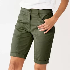 Women's Croft & Barrow® Comfort Waist Chino Shorts -Outlet Croft & Barrow Store 5542743 Olive