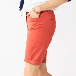 Women's Croft & Barrow® Comfort Waist Chino Shorts -Outlet Croft & Barrow Store 5542743 Orange