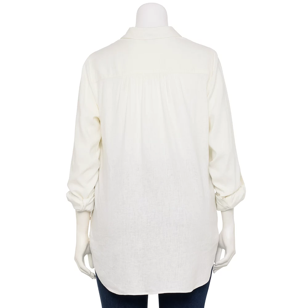 Plus Size Croft & Barrow® Linen-Blend Popover Tunic 4 Plus Size Croft & Barrow® Linen-Blend Popover Tunic - Image 4