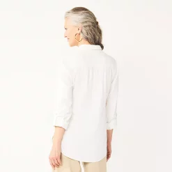 Women's Croft & Barrow® Linen-Blend Popover Tunic -Outlet Croft & Barrow Store 5546237 ALT