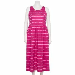 Plus Size Croft & Barrow® Sleeveless Tank Maxi Dress -Outlet Croft & Barrow Store 5550312 Pink Dye Stripe