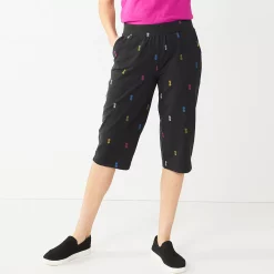 Petite Croft & Barrow® French Terry Skimmer Pants -Outlet Croft & Barrow Store 5551378 Pineapple Print