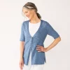 Petite Croft & Barrow® Elbow-Sleeve Cardigan