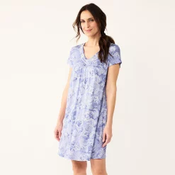 Women's Croft & Barrow® Flutter Short Sleeve Nightgown -Outlet Croft & Barrow Store 5555603 Paisley Purple
