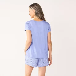 Women's Croft & Barrow® Short Sleeve Pajama Top & Pajama Shorts Sleep Set -Outlet Croft & Barrow Store 5555606 ALT