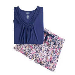 Women's Croft & Barrow® Short Sleeve Pajama Top & Pajama Shorts Sleep Set -Outlet Croft & Barrow Store 5555606 ALT5