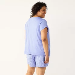 Plus Size Croft & Barrow® Short Sleeve Pajama Top & Pajama Shorts Sleep Set -Outlet Croft & Barrow Store 5555608 ALT