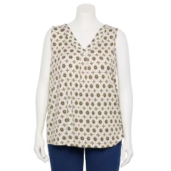 Plus Size Croft & Barrow® Tank -Outlet Croft & Barrow Store 5557212 Tan Mod Tile