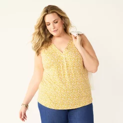 Plus Size Croft & Barrow® Tank -Outlet Croft & Barrow Store 5557212 Yellow Ditsy