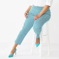 Plus Size Croft & Barrow® Effortless Stretch Ankle Pants -Outlet Croft & Barrow Store 5562626 Turquoise Geo